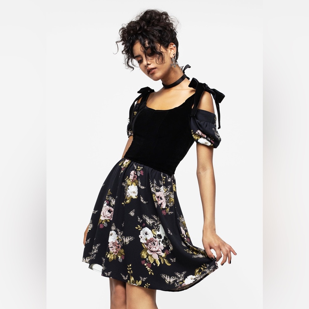 Disturbia Revival Floral Puff Sleeve Shirred Mini Dress US 10 / UK 14 - Picture 6 of 7
